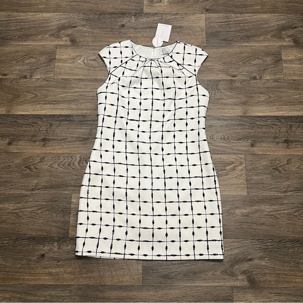 NEW Belle Badgley Mischka Dress White Black Size 14 Cocktail Evening NWT